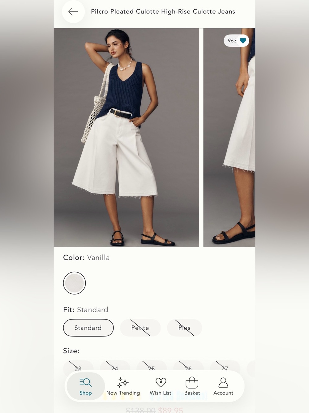 NWT Anthropologie/Pilcro High-Rise Pleated Culotte Shorts